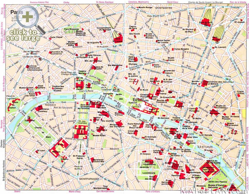 Paris Maps - Top Tourist Attractions - Free, Printable - Mapaplan - Printable Map Of Paris Tourist Attractions