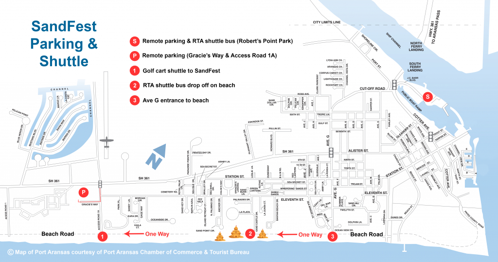 Parking &amp;amp; Shuttles | Texas Sandfest - Best Texas Beaches Map