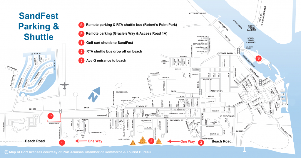 Parking &amp;amp; Shuttles | Texas Sandfest - Map Of Hotels In Port Aransas Texas