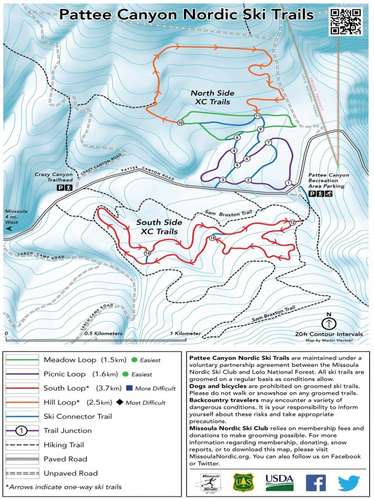 Pattee Canyon (10Km Skate/classic) — Missoula Nordic Ski Club - Printable Missoula Map