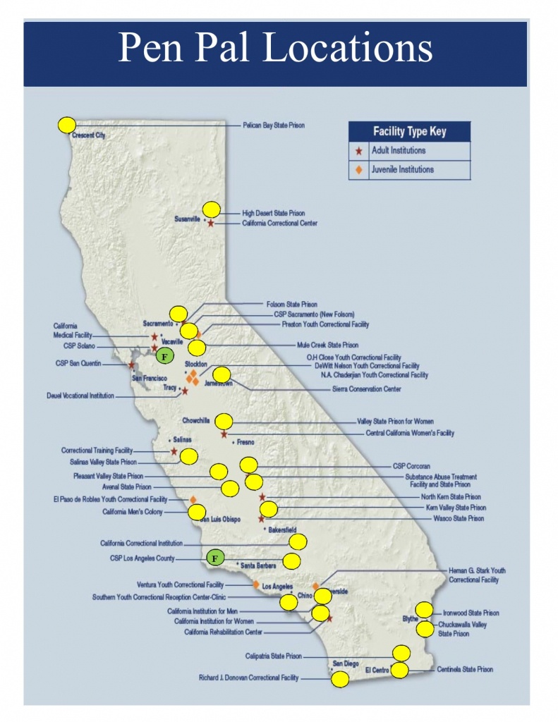 Pen Pal Inmates Locations - Prison Pen Pal Ministry - Ministries - California State Prisons Map