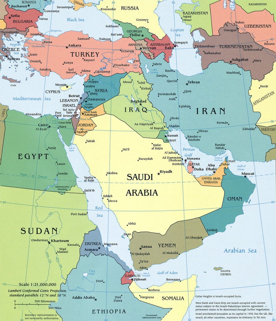 Persian Gulf - Map Middle East - Printable Map Of Middle East