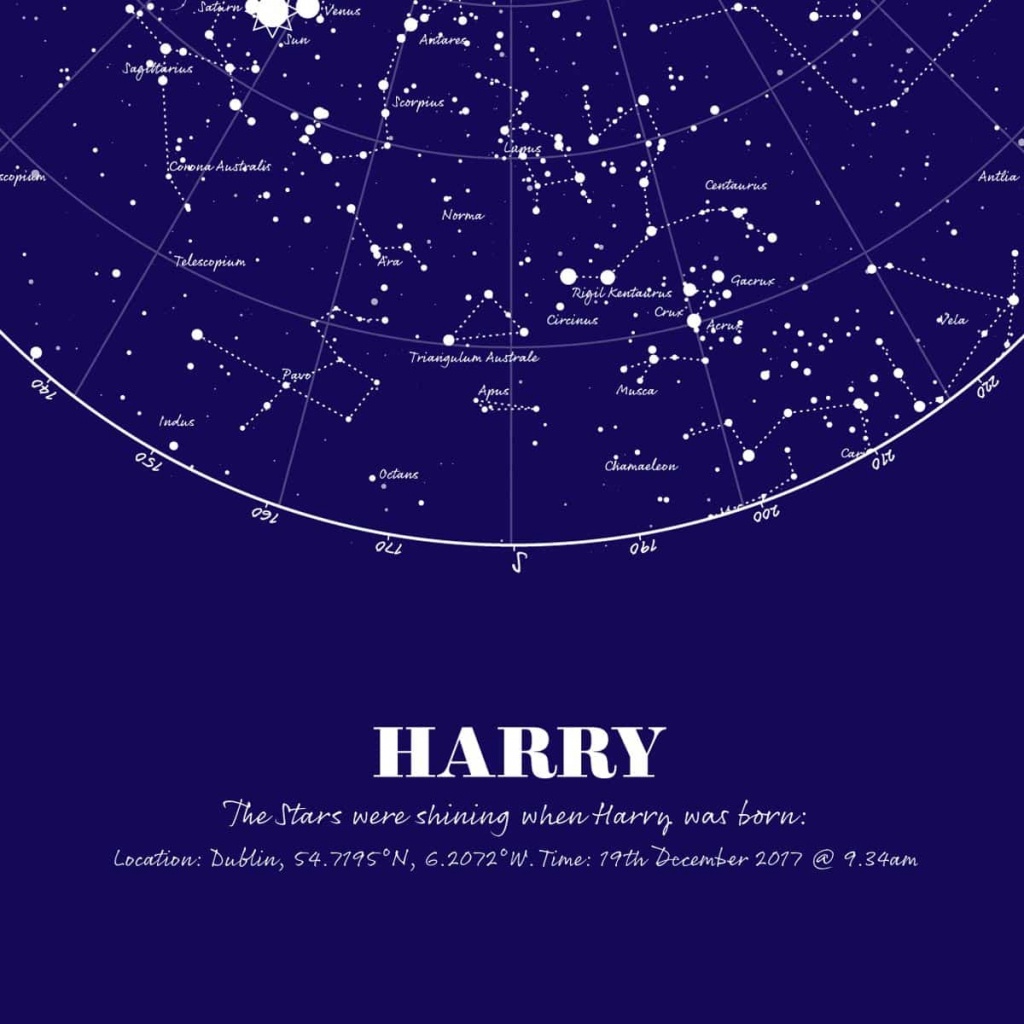 Personalised Map Of The Stars Print - Large - Make It With Words - Printable Star Map