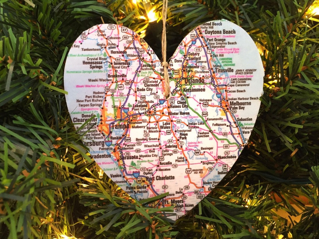 Personalized Florida Map Ornament | Jolly Holiday | Ornaments - Christmas Florida Map