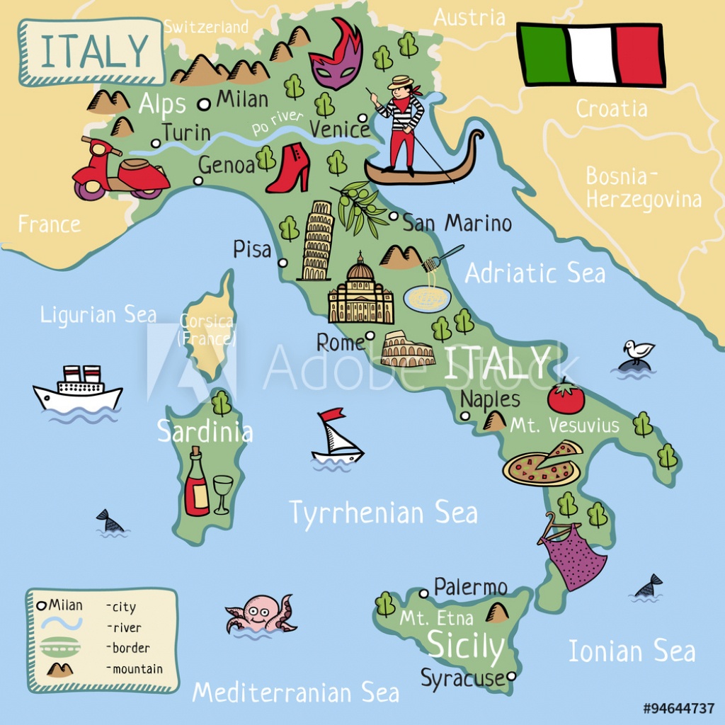 Photo &amp;amp; Art Print Cartoon Vector Map Of Italy For Kids. | Abposters - Printable Map Of Italy For Kids