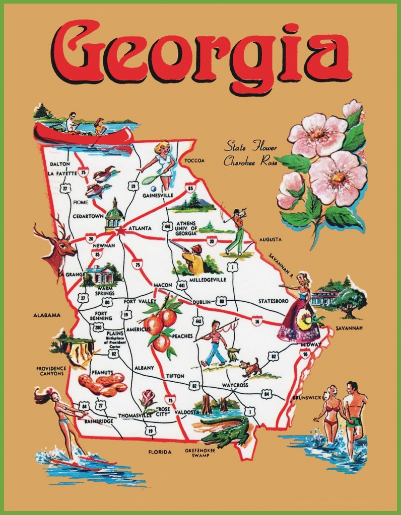 Pictorial Travel Map Of Georgia - Travel Texas Map