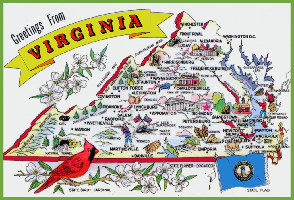 Pictorial Travel Map Of Virginia - Printable Map Of Virginia