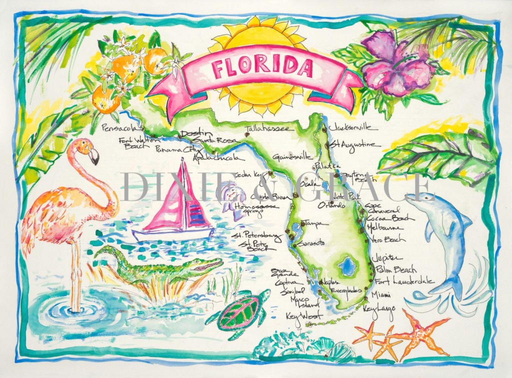 Pinann Bazzell On Florida Sunshine | Watercolor Map, Watercolor - Watercolor Florida Map