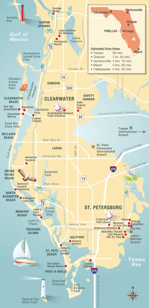 Pinellas County Map Clearwater, St Petersburg, Fl | Florida - Clearwater Beach Map Florida