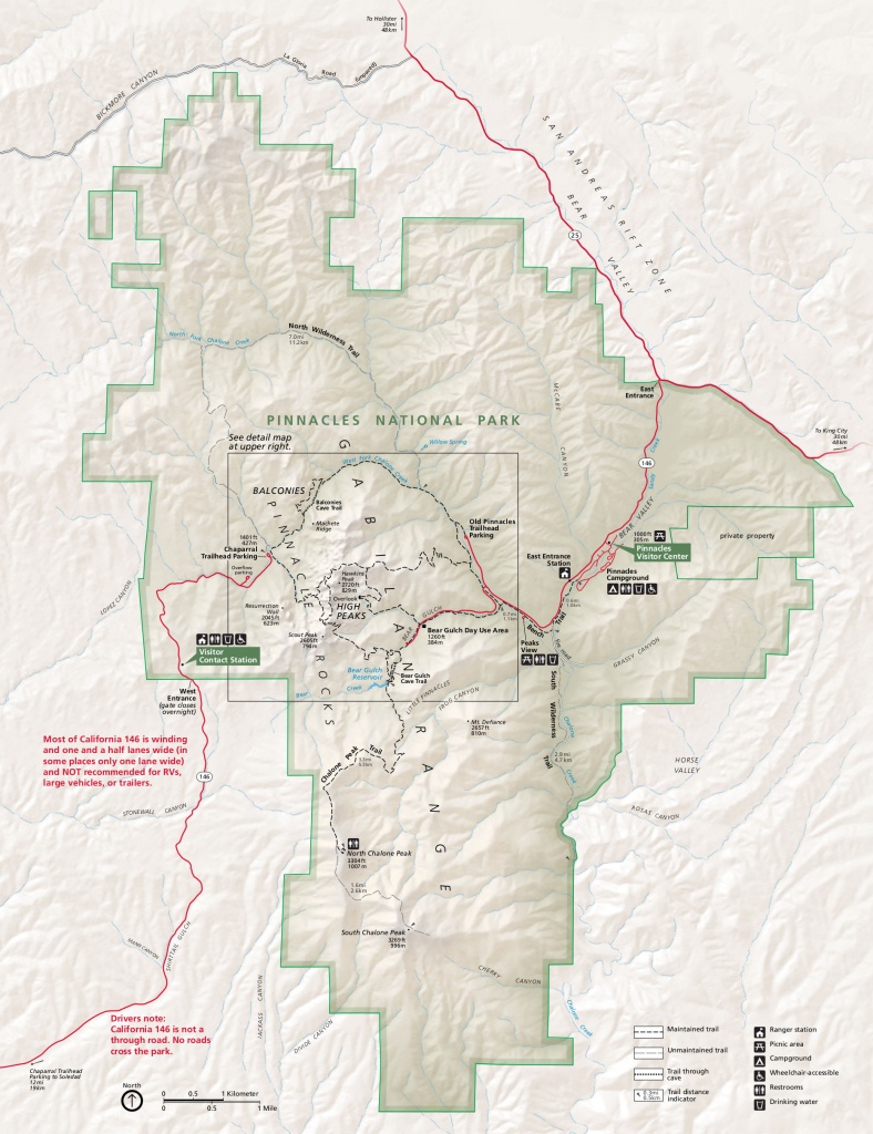 Pinnacles Maps | Npmaps - Just Free Maps, Period. - Map Of California National Parks And Monuments