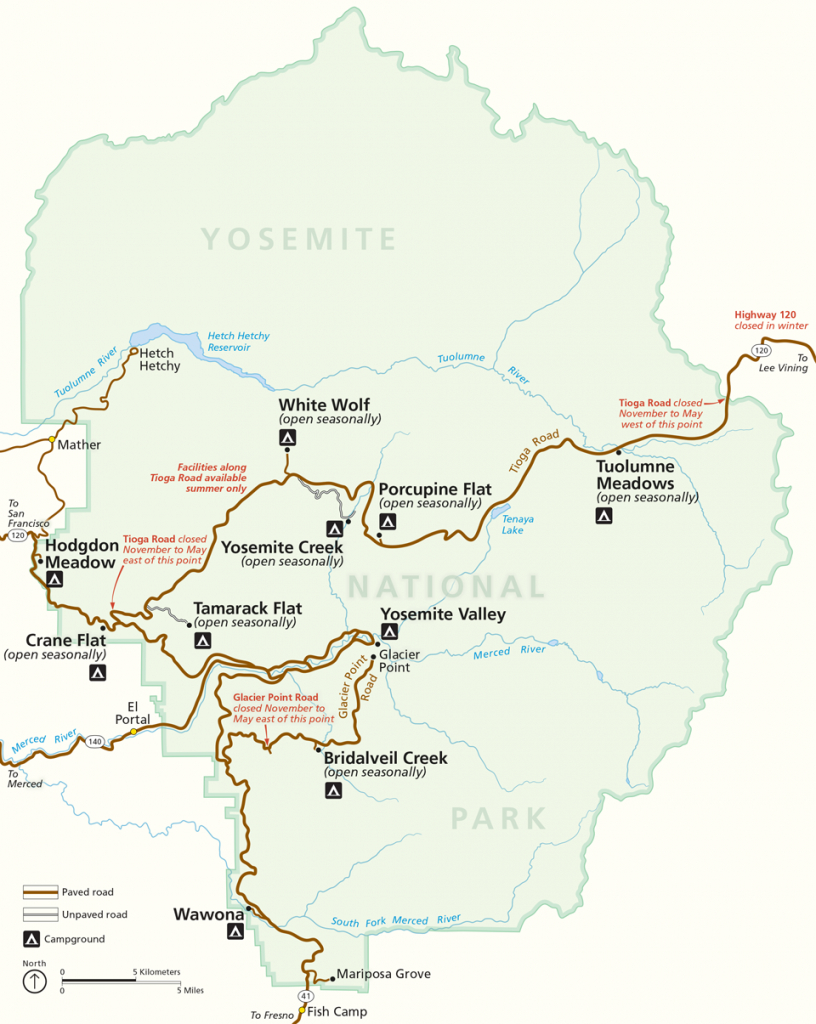 Places To Go - Yosemite National Park (U.s. National Park Service) - Yosemite California Map
