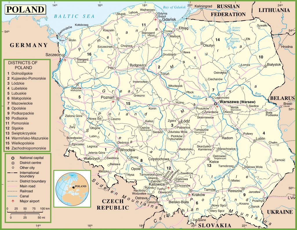 Poland Political Map - Printable Map Of Poland