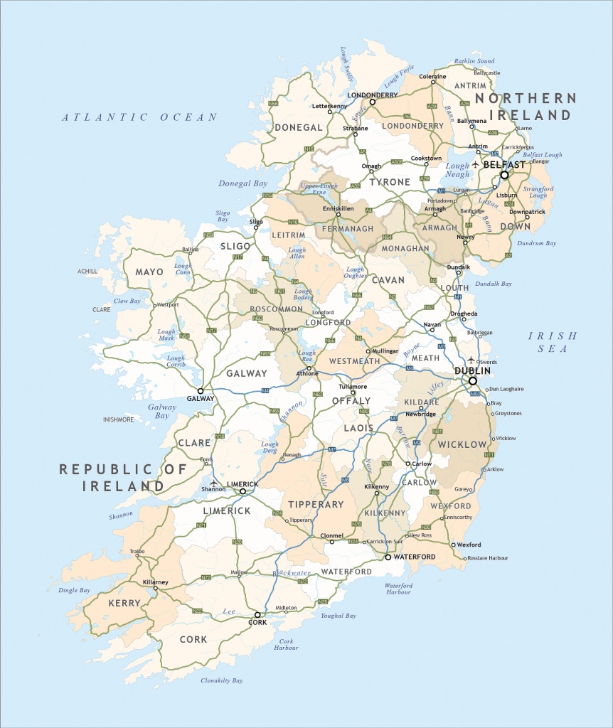 Political Map Of Ireland - Royalty Free Editable Vector - Maproom - Printable Road Map Of Ireland