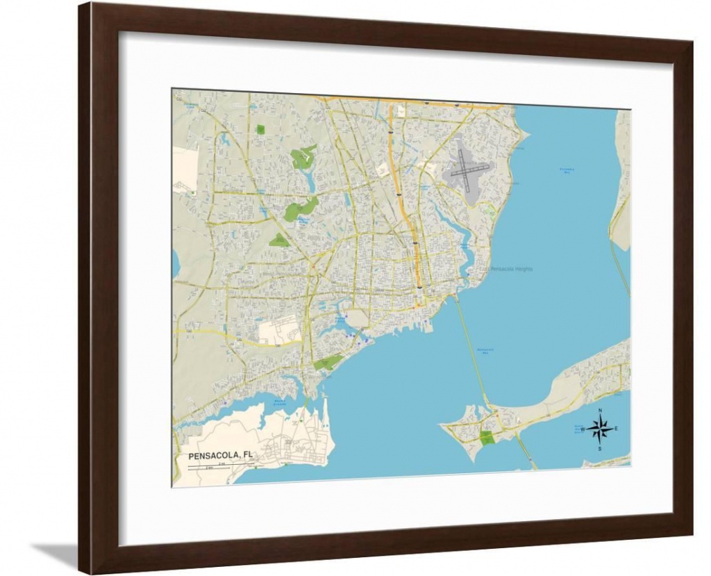 Political Map Of Pensacola, Fl Framed Print Wall Art - Walmart - Printable Map Of Pensacola Florida