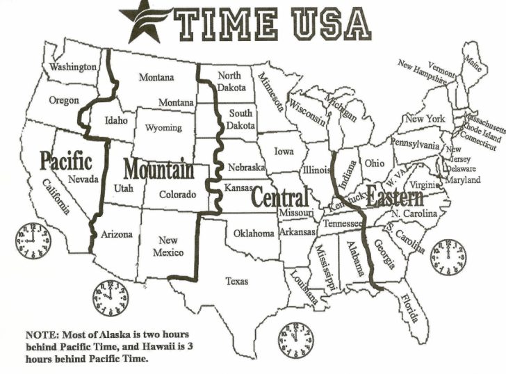 Printable Us Timezone Map With State Names