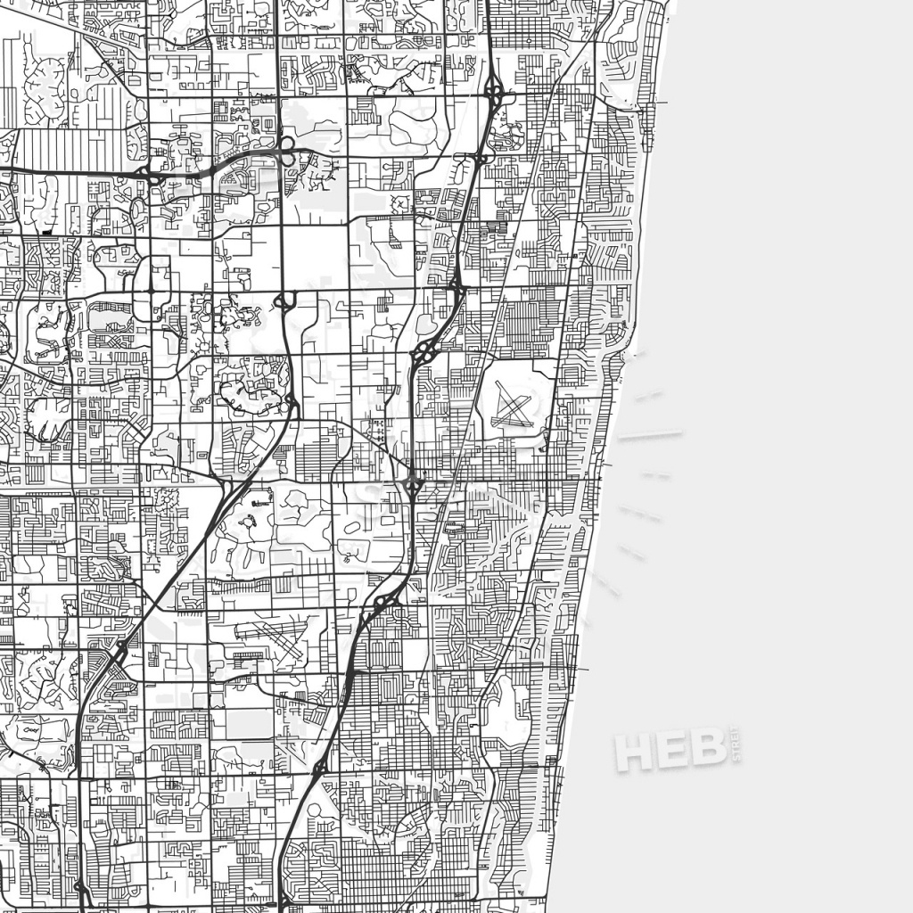 Pompano Beach, Florida - Area Map - Light | Hebstreits Sketches - Pompano Florida Map