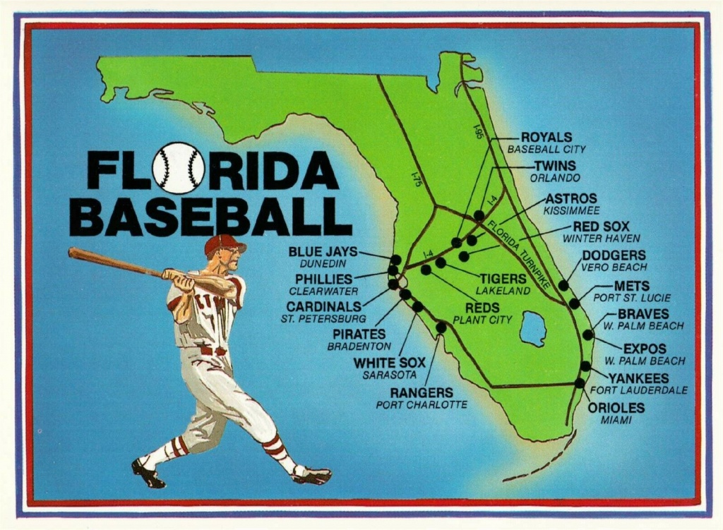 Postcard Of Florida Spring Training Baseball Stadium Map / Hippostcard - Florida Spring Training Map