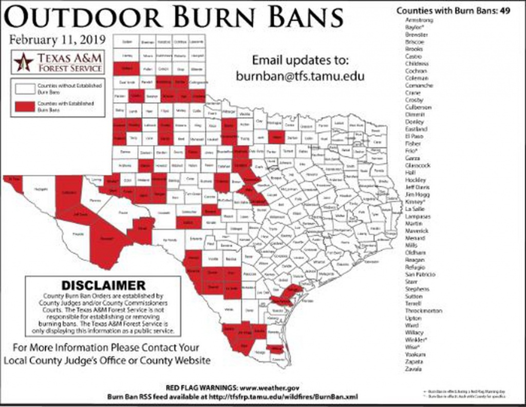Potter, Hemphill Counties Now Under Burn Ban - Texas Burn Ban Map