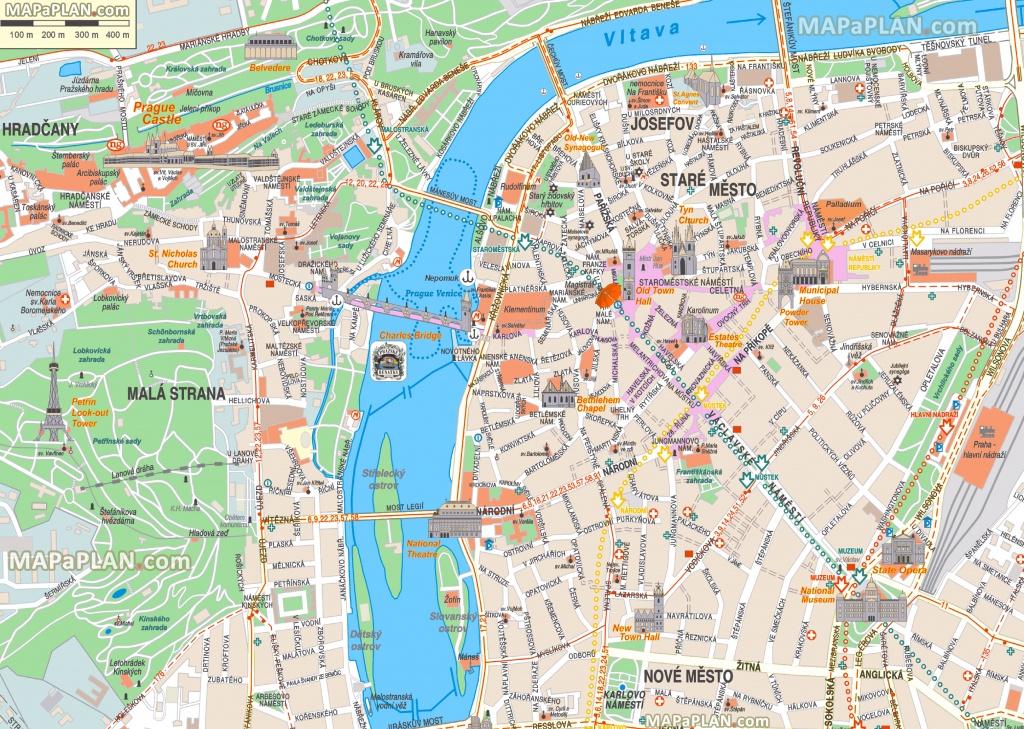 Prague Maps - Top Tourist Attractions - Free, Printable City Street Map - Printable Map Of Prague