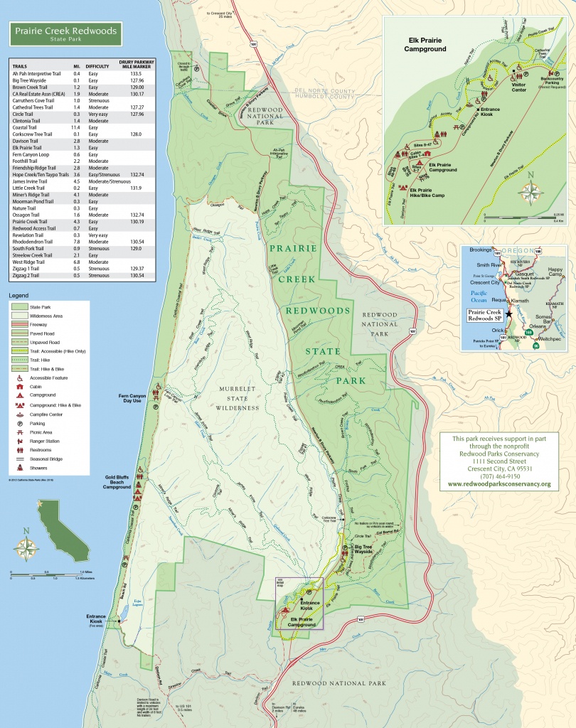 Prairie Creek Trails | Redwood Parks Conservancy - Redwood Park California Map