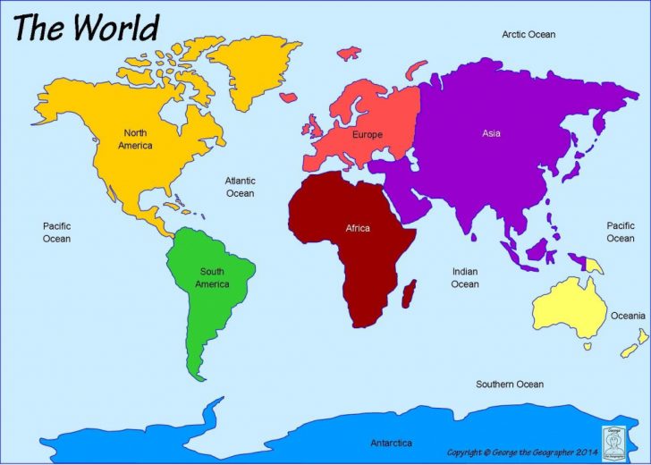 Printable Blank Map Of The Oceans World Not Labeled For Continents ...