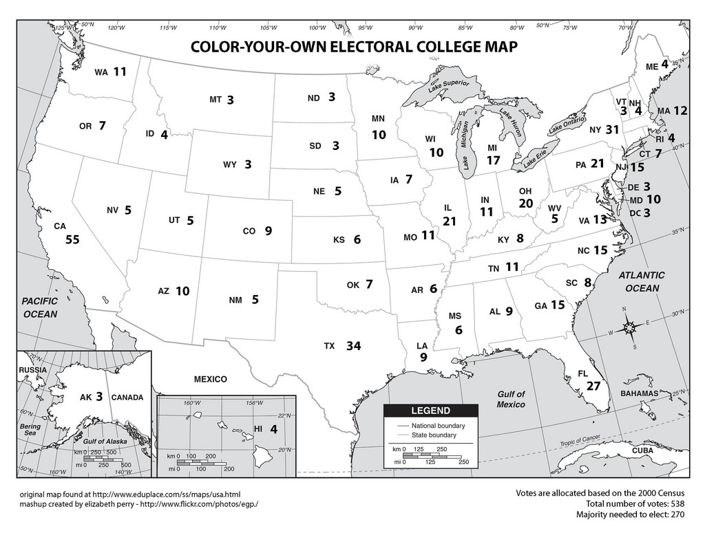 Printable Electoral College Map (68+ Images In Collection) Page 1 - 2016 Printable Electoral Map
