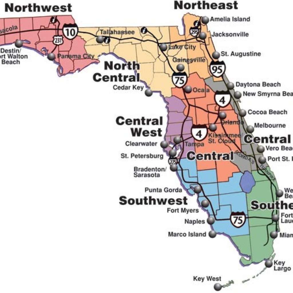 Printable Florida Map State Of Showing Cities All Inclusive - Florida County Map Printable