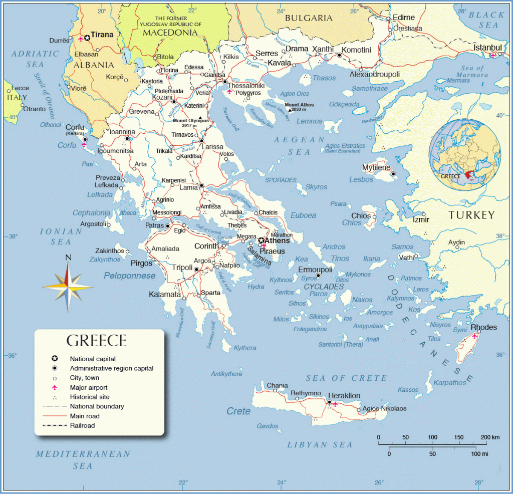 Printable Greece Map, Map Of Greece - Europe Travel Map Printable