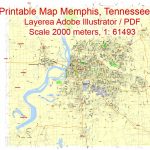 Printable Map Memphis, Tennessee Us, Exact Vector City Plan Illustrator   Memphis City Map Printable