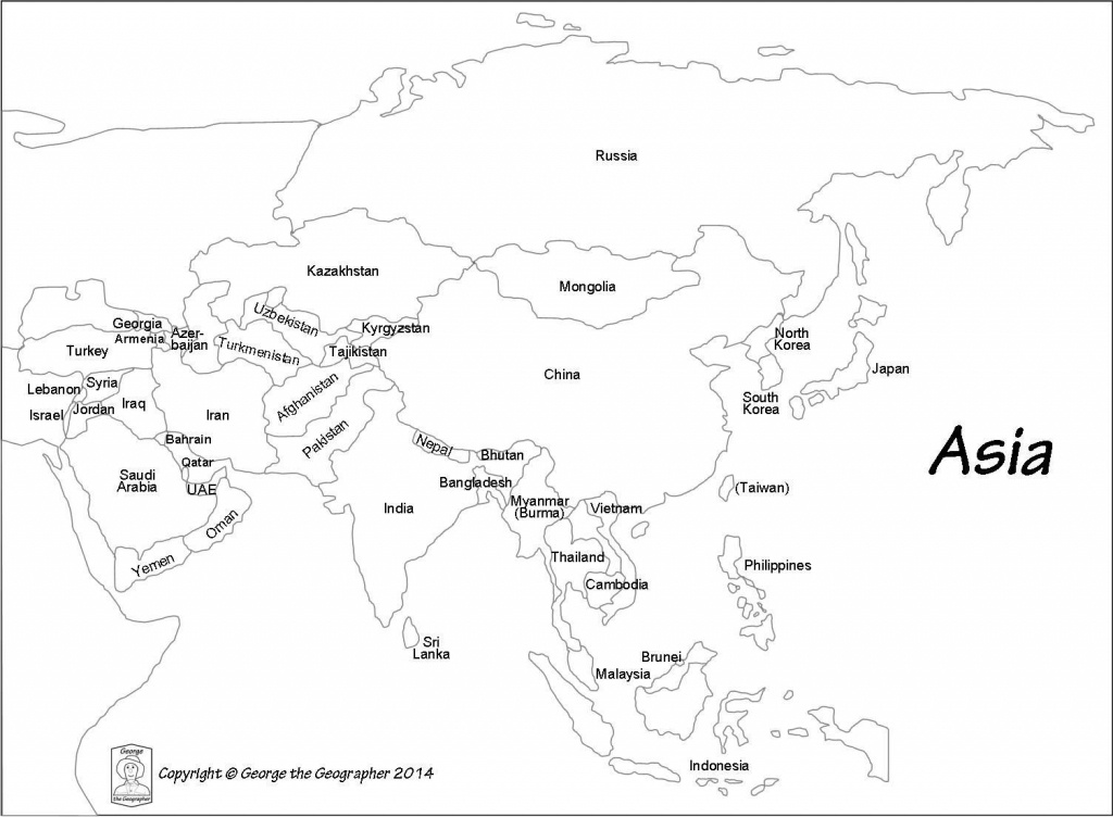 Printable Map Of Asia With Countries Labeled Iamgab Within For Kids - Printable Map Of Asia For Kids