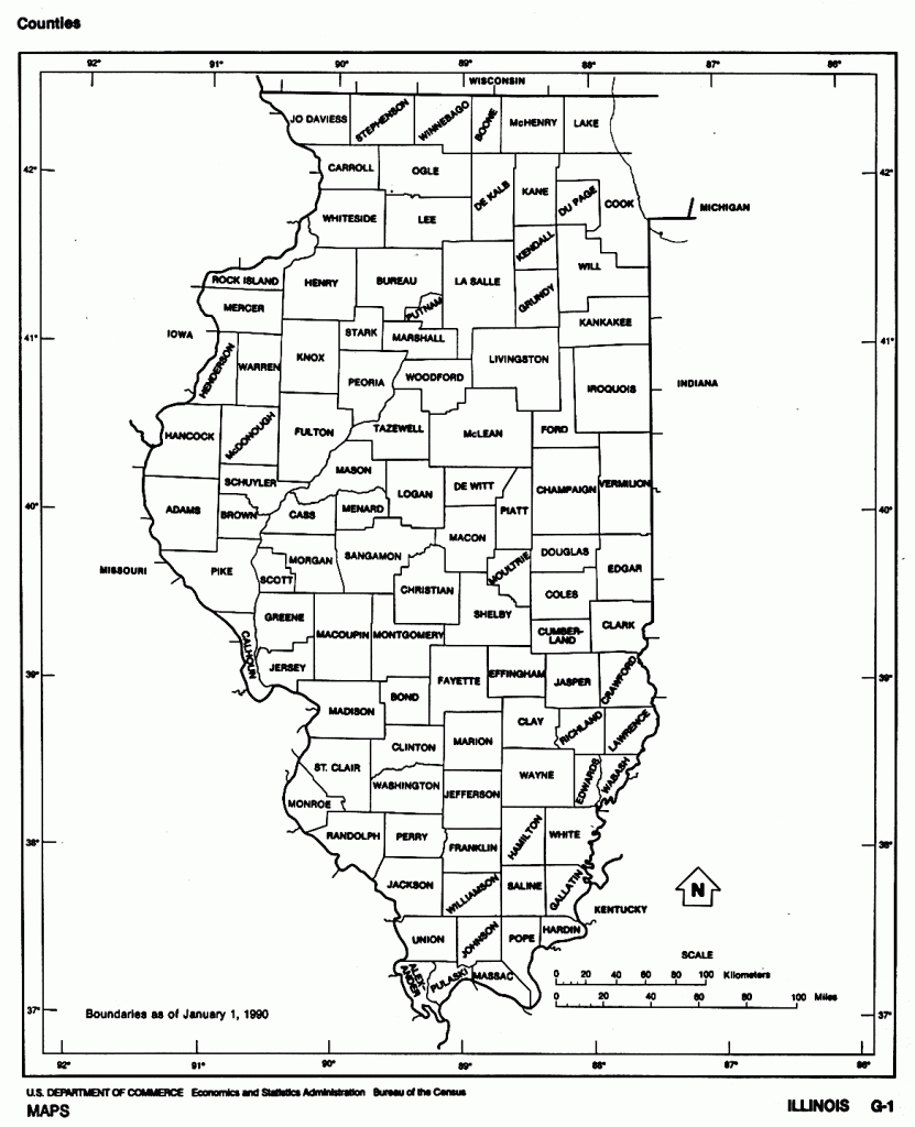 Printable Map Of Illinois And Travel Information | Download Free - Illinois County Map Printable