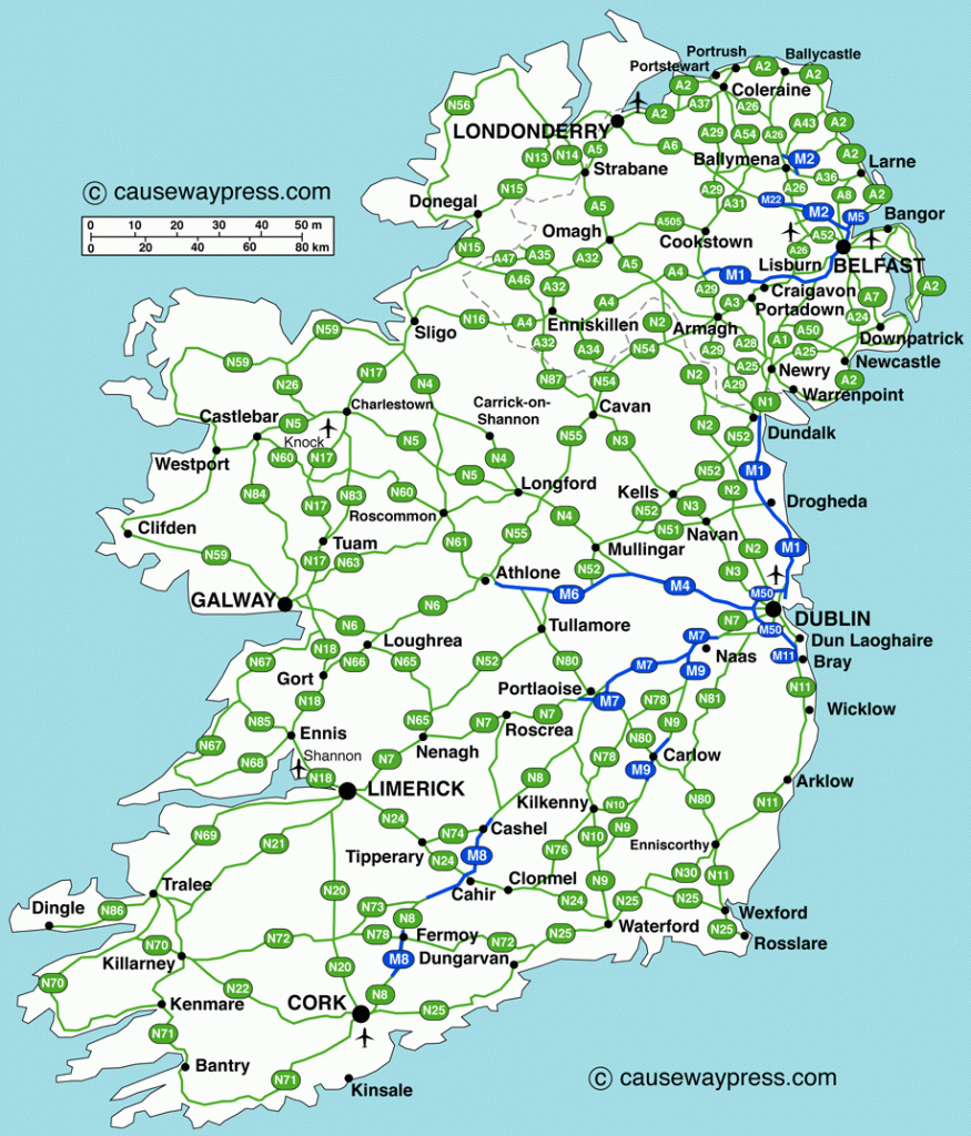 Printable Map Of Ireland And Travel Information | Download Free - Printable Road Map Of Ireland
