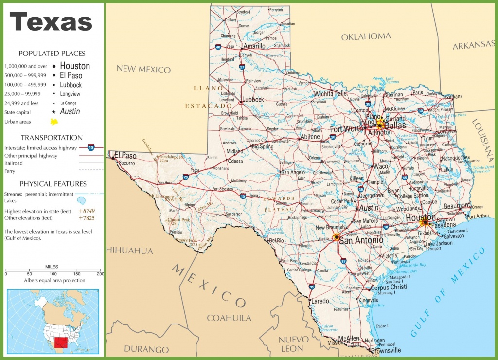 Printable Map Of Texas Cities And Towns And Travel Information - Free Printable Map Of Texas