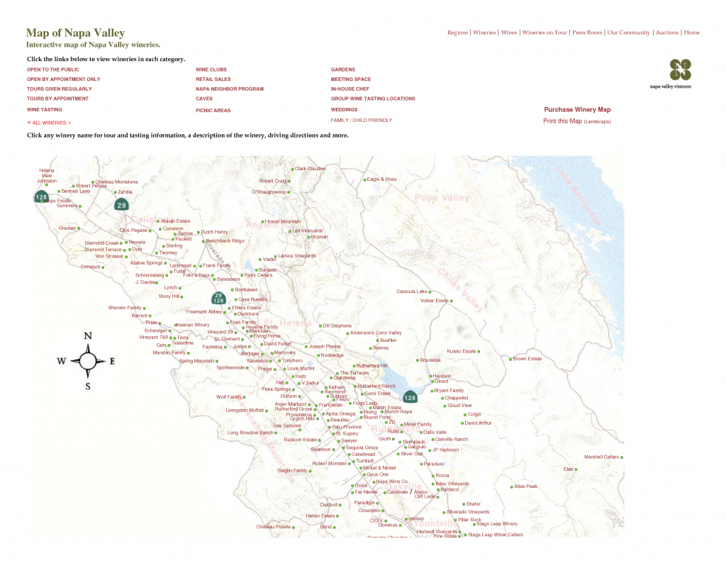 Printable Napa Wine Map | Map Of Napa Valley Interactive Map Of Napa - Printable Napa Winery Map