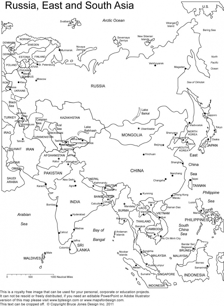 Printable Outline Maps Of Asia For Kids | Asia Outline, Printable - Outline Map Of Russia Printable