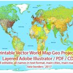 Printable Pdf Vector World Map Colored Political Updated 2017 Editable   World Map With Cities Printable