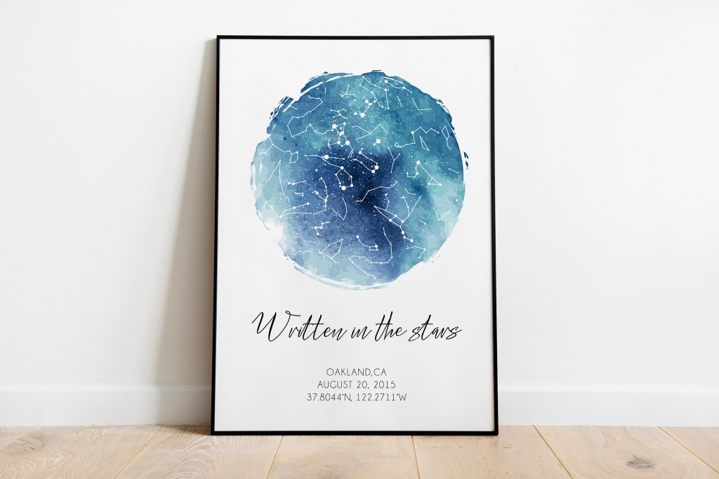 Printable Sky Map Custom Star Map Constellation Map Star | Etsy - Printable Sky Map