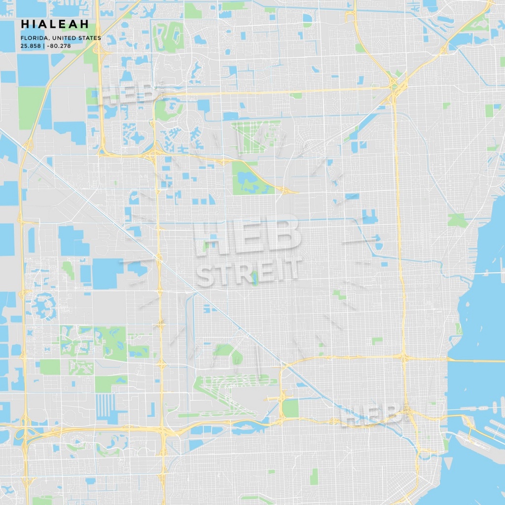 Printable Street Map Of Hialeah, Florida - Florida Street Map