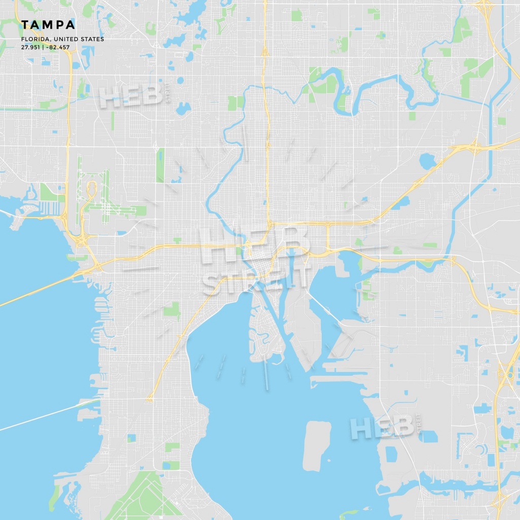 Printable Street Map Of Tampa, Florida | Hebstreits Sketches - Printable Map With Pins