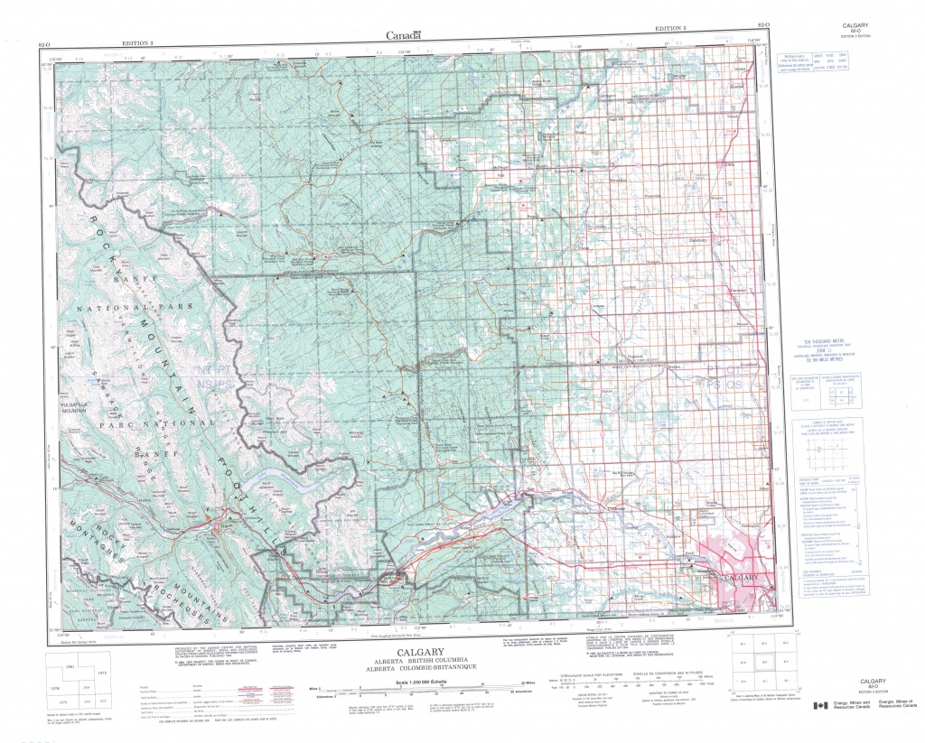 Printable Topographic Map Of Calgary 082O, Ab - Printable Map Of Calgary