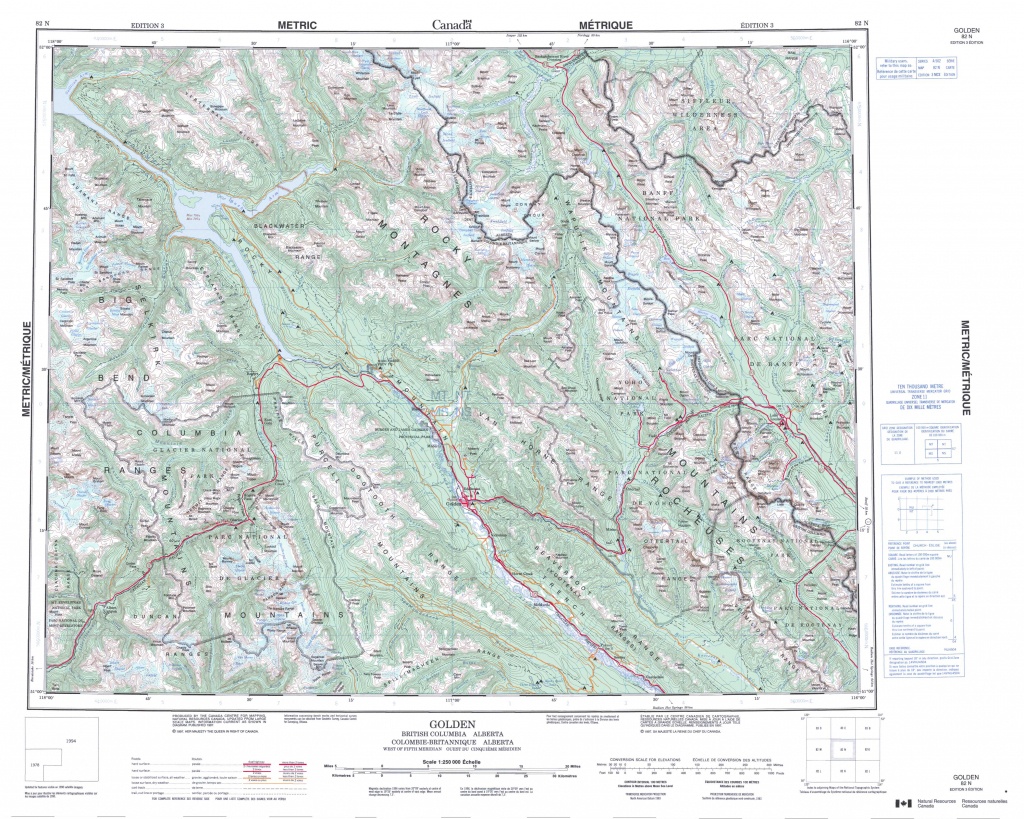Printable Topographic Map Of Golden 082N, Ab - Printable Topographic Maps Free