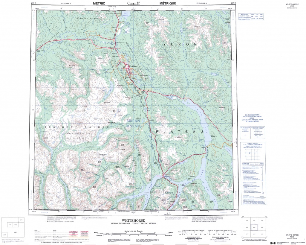 Printable Topographic Map Of Whitehorse 105D, Yk - Free Printable Topographic Maps