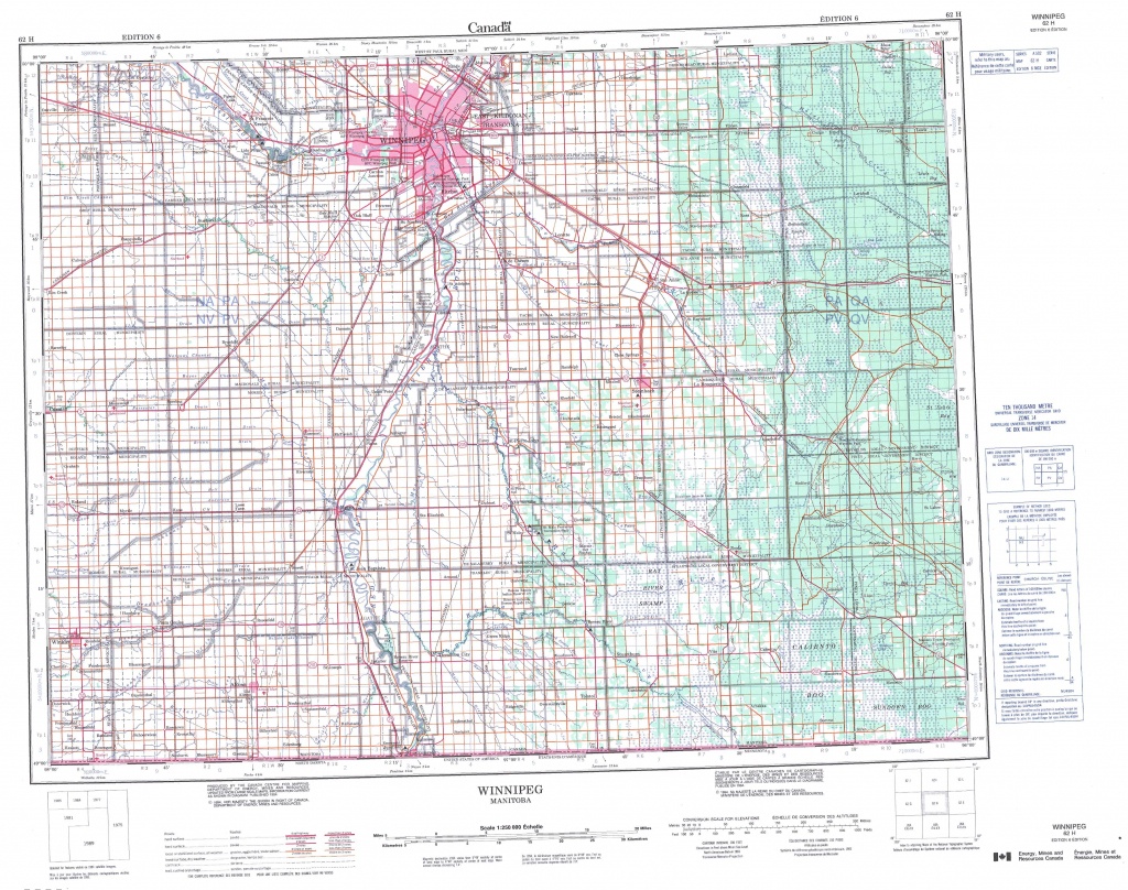 Printable Topographic Map Of Winnipeg 062H, Mb - Printable Topographic Maps