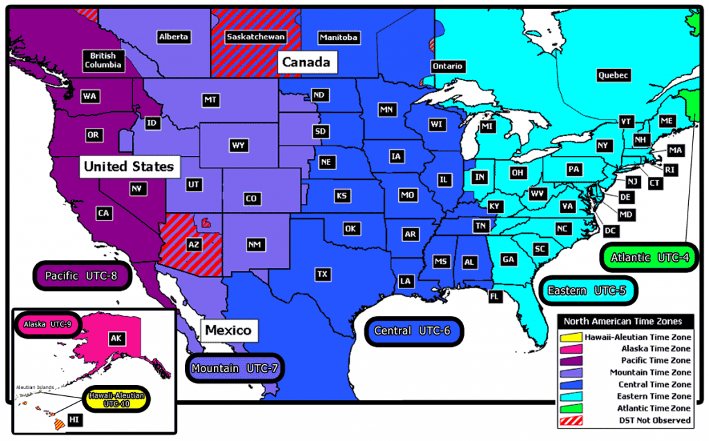 Printable Us Time Zone Map | Time Zones Map Usa Printable | Time - Maps With Time Zones Printable