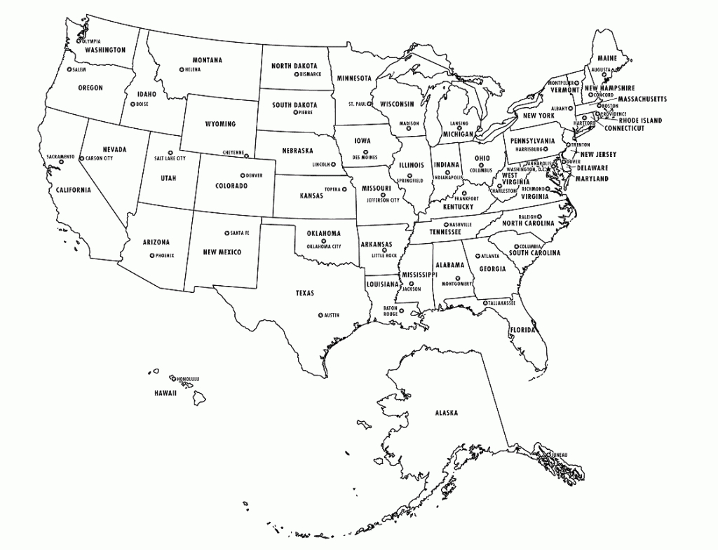 Printable Usa States Capitals Map Names | States | States, Capitals - Map Of United States With State Names Printable