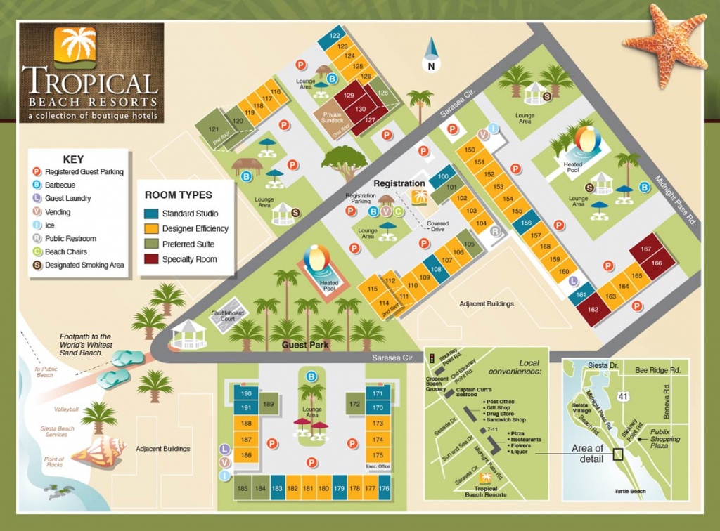 Property Map - Tropical Beach Resorts, Siesta Key Fl - Siesta Key Beach Florida Map