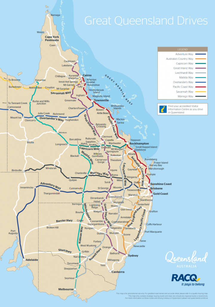 Queensland Drive Maps | Outback Queensland - Queensland Road Maps Printable