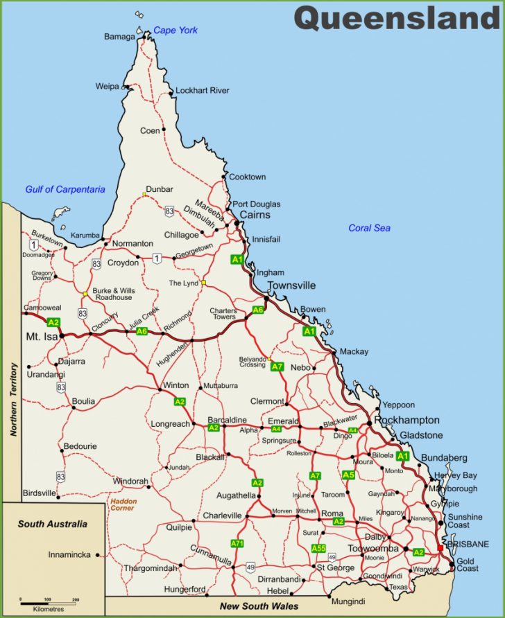 Queensland Highway Map - Queensland Road Maps Printable | Free ...