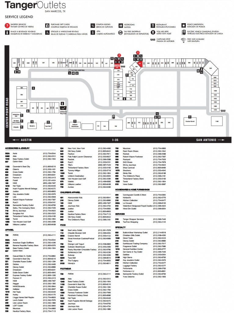 Quiksilver Factory Stores Located In San Marcos, Texas Tx (Tanger - Tanger Outlet Texas City Map
