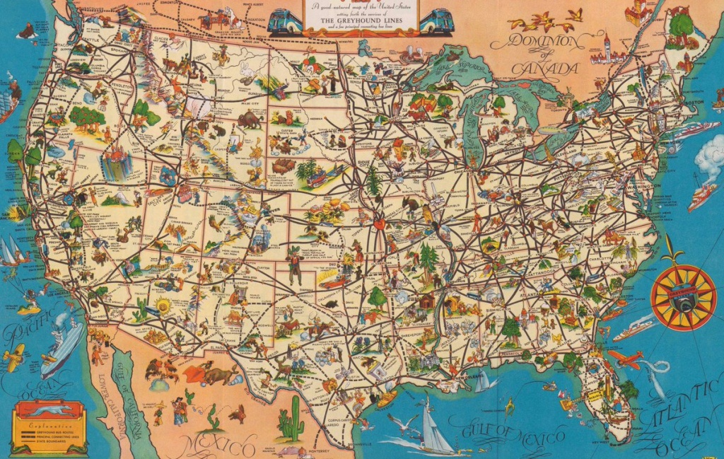 Quite Interesting On Twitter: &amp;quot;a 1935 &amp;#039;good-Natured Map&amp;#039; Of - Greyhound Map California